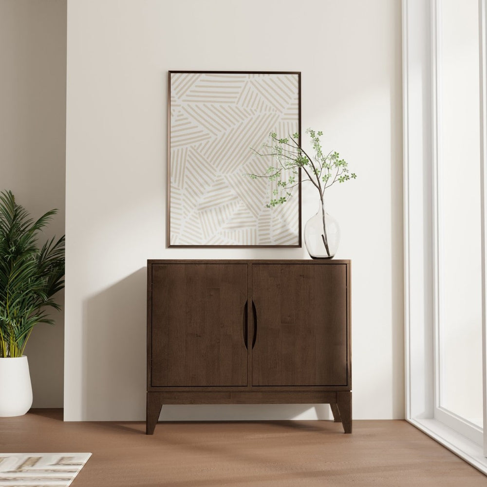 English Elm Harper Solid Wood Buffet with Tapered Legs and Notched Pulls for Dining Rooms B136P439007