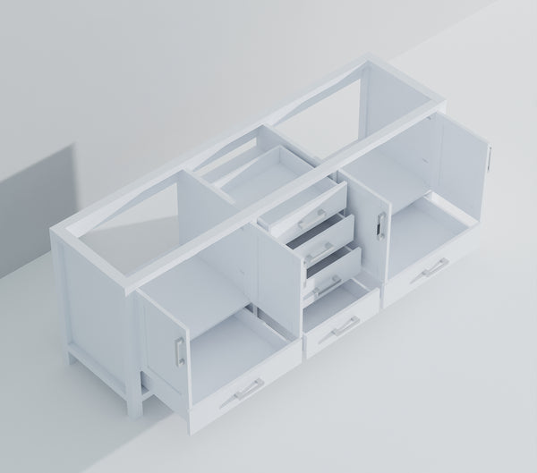 English Elm White Double Bath Vanity 84-in W x 22-in D with Soft-Close Drawers, 14 Drawers & Cabinet Storage B2731P258963