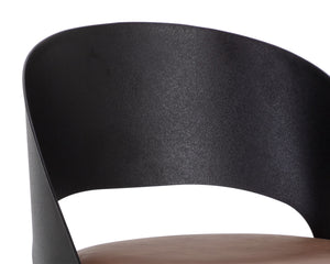 Sunpan Dezirae Barstool - Stylish Curved Back Design with Genuine Leather Seat and Unique Craftsmanship Black / Cognac Leather