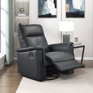 English Elm Black Swivel Glider Recliner Chair in Top Grain Leather Match, Plush Padded, 360° Swivel & Manual Recline B011P329274