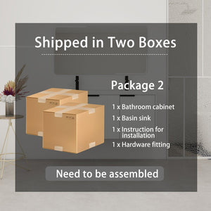 English Elm 48" Modern Wall-Mounted Bathroom Vanity With Resin Double Sink & Soft-Close Doors For Stylish Storage P2 W999S00352-GIGA