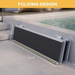 English Elm Homcom Folding Aluminum Wheelchair Ramp with Non-slip Grip and 600 Lb Capacity W2225P217470