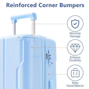 English Elm Hardshell Abs Checked Suitcase with 360 Spinner Wheels Expandable Tsa Lock 28 Inch Sky Blue N730P296747S