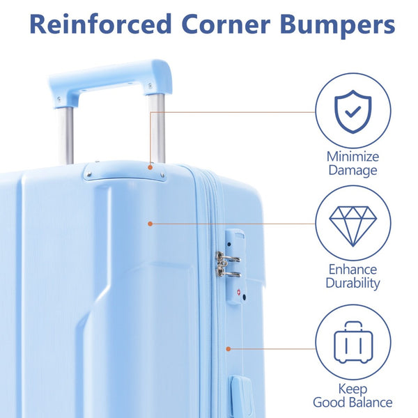 English Elm Hardshell Abs Checked Suitcase with 360 Spinner Wheels Expandable Tsa Lock 28 Inch Sky Blue N730P296747S