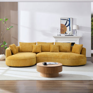 English Elm Oversized Boucle Curved Sectional Sofa with Left Chaise Modern Living Room Couch W876S00320