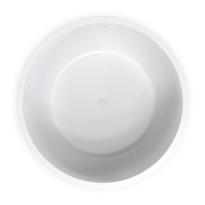 English Elm 52.7 Inch Round Freestanding Solid Surface Soaking Tub Matte White Spa Bath W1613P499301