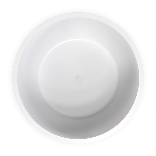 English Elm 52.7 Inch Round Freestanding Solid Surface Soaking Tub Matte White Spa Bath W1613P499301