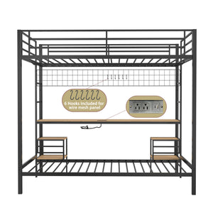 English Elm Ethan Full Over Twin Bunk Bed With Desk, Charging Station & Safety Guard For Smart Room Solutions B083S00006