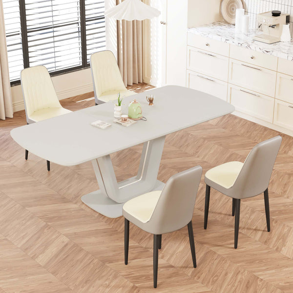 English Elm 62.99-78.74" Expandable Dining Table Set For 2-8 With 4 Padded Chairs - Modern, Space-Saving Design W2189S00714