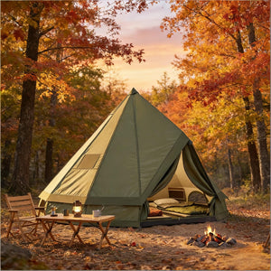 English Elm Outdoor Canvas Teepee Tent for Family Camping with Stove Jack All Season Use T3971P486614