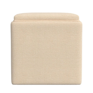 English Elm Soa Woven Fabric Cube Ottoman with Tray Lid and Hidden Storage for Living Rooms B056P416972