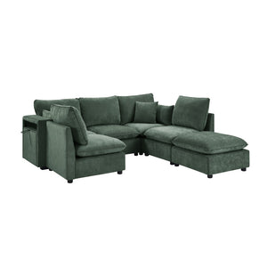 English Elm Swivel Barrel Accent Chair Chenille Tufted Round Club Seat for Living Room Lounge Green N719S002300F