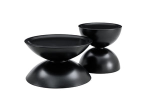 English Elm BLCK Modern Round Coffee Tables with Integrated Cat Bed, Marble-Look Top & Sturdy Steel Base (2) W370S00051