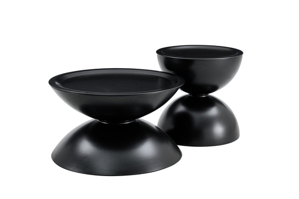English Elm BLCK Modern Round Coffee Tables with Integrated Cat Bed, Marble-Look Top & Sturdy Steel Base (2) W370S00051