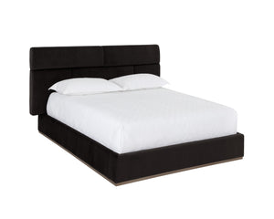 Sunpan Beckham Bed - Modern Tufted Design with Antique Brass Finish and No Box Spring Needed for Comfort Queen