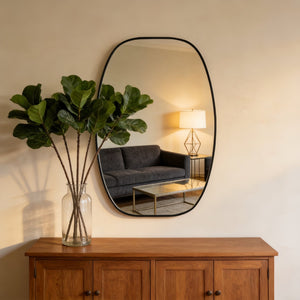 English Elm 24x36 Matte Metal Framed Oval Wall Mirror with Hd Glass for Bath or Entryway Black W2203P474694