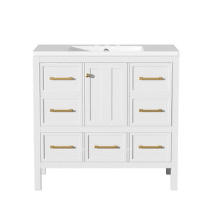 English Elm 72'' Elegant Freestanding Bathroom Vanity Set With Resin Sink, Soft-Closing Drawers & Ample Storage N710SS00012K