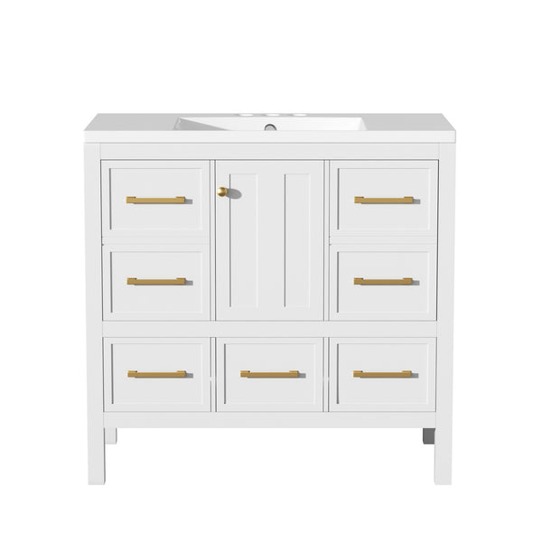 English Elm 72'' Elegant Freestanding Bathroom Vanity Set With Resin Sink, Soft-Closing Drawers & Ample Storage N710SS00012K