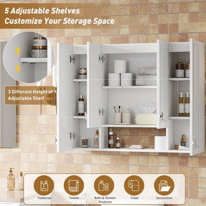 English Elm Modern Wall Mounted Medicine Cabinet with Open Shelving and Soft Close Hinges for Bath N710P358592K