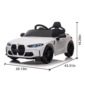 English Elm Bmw M4 Licensed Kids Ride on Car with Parental Remote Dual Motors and Led Lights White W1578P214202