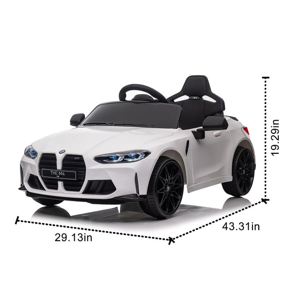 English Elm Bmw M4 Licensed Kids Ride on Car with Parental Remote Dual Motors and Led Lights White W1578P214202