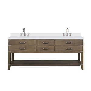 English Elm Grey Oak Double Bath Vanity 80" W X 22" D With Cultured Marble Top & Complete Faucet Set Included B2731P260349