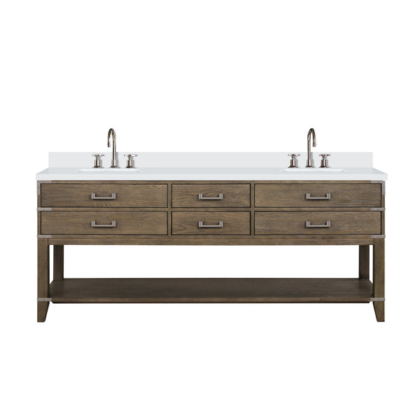 English Elm Grey Oak Double Bath Vanity 80" W X 22" D With Cultured Marble Top & Complete Faucet Set Included B2731P260349
