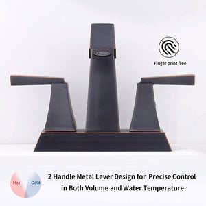 English Elm 2-Handle Bathroom Sink Faucet In Oil Rubbed Bronze - Modern 4-Inch Centerset Lavatory Faucet Set T3177P277477