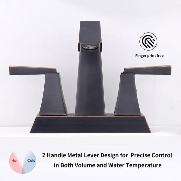 English Elm 2-Handle Bathroom Sink Faucet In Oil Rubbed Bronze - Modern 4-Inch Centerset Lavatory Faucet Set T3177P277477