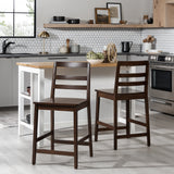 Solid Wood Ladder Back Counter Stool - Set of 2 Walnut ERKD7DWTVS Walker Edison