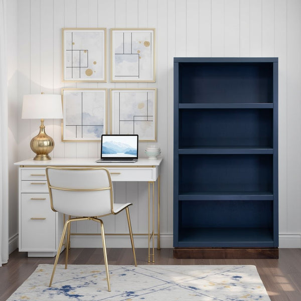 English Elm Nora Modular 60" High Bookshelf – Fully Assembled Two-Tone Alder & Poplar Shelving for Stylish Storage Blue B108P345203