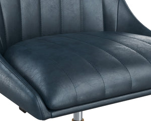 Sunpan Halden Office Chair - Urban Design with Bold Stitching and Rustic Bronze Base for Modern Workspaces Vintage Blue