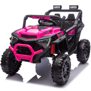 English Elm 24v 400w Kids Electric Utv Ride on with Remote Bluetooth Led Suspension Cockpit Pink W1578P284294