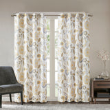 SunSmart Camille Casual Jacquard Printed Room Darkening Curtain Panel SS40-0216 Yellow