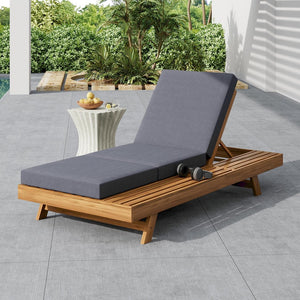 English Elm Christopher Knight Home® - Lounge Chaise Set - Acacia Solid Wood With Ergonomic Dark Grey Cushion For Stylish Outdoor Relaxation N770P253442T_N770P208326G