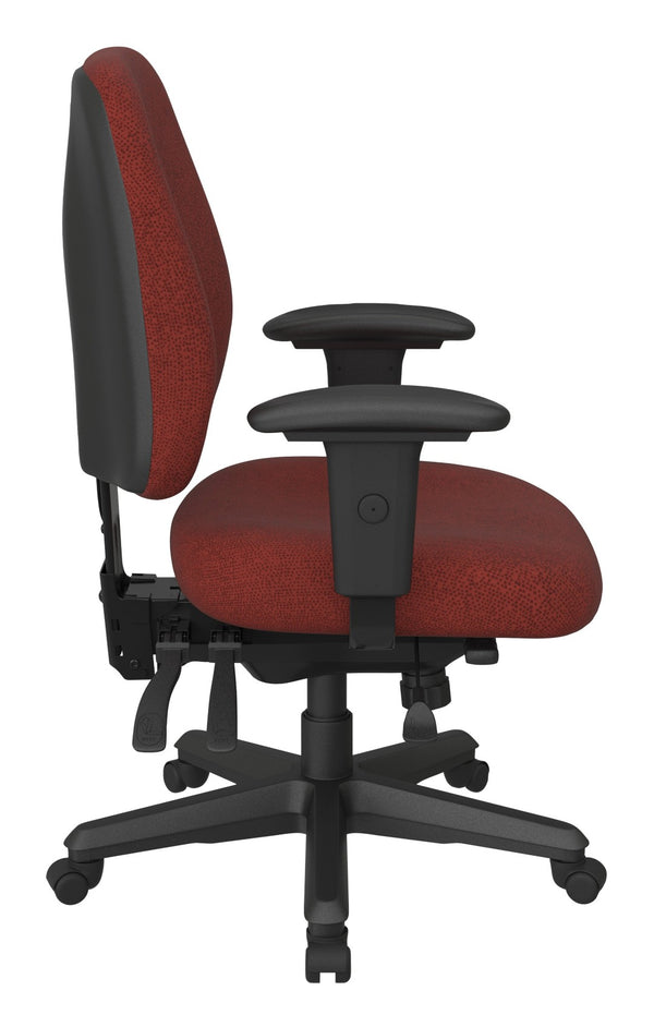 OSP Home Furnishings Ergonomics Chair Adjustable Lumbar Support Home Office Seat with Greenguard Certified Foam Cherry 43808-K013