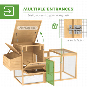 English Elm Wooden Backyard Chicken Coop with Fir Frame Nesting Box Ramp and Slide Out Tray T3971P407806