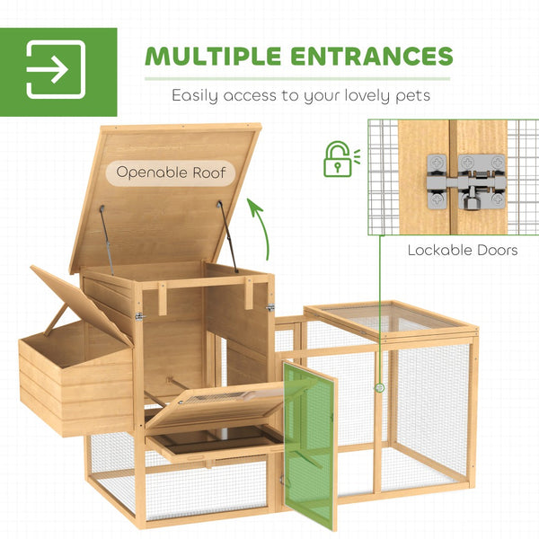 English Elm Wooden Backyard Chicken Coop with Fir Frame Nesting Box Ramp and Slide Out Tray T3971P407806