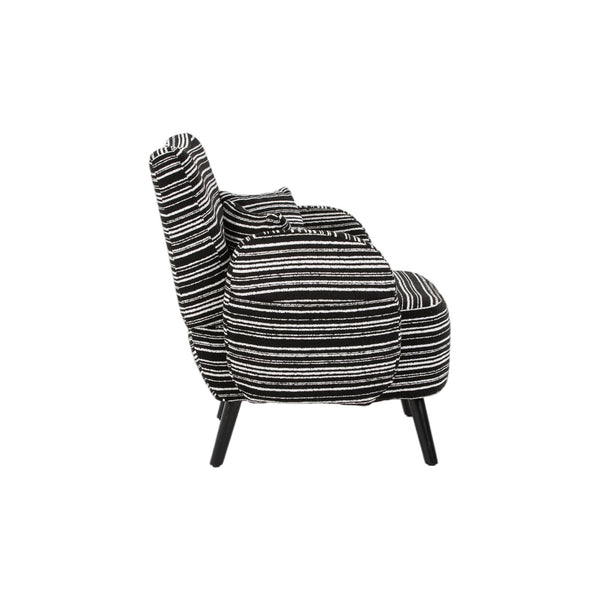 English Elm Modern tufted two-seater sofa with boucle upholstery, tapered legs, storage pockets, cozy compact design Black W395P376591