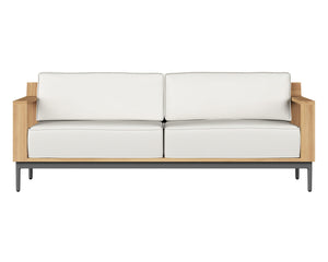Sunpan Cagliari Sofa - Modern Outdoor Retreat with Durable Teak Wood Frame and Weather-Resistant Cushions Palazzo Cream
