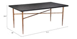 Nida Dining Table Black & Bronze 109957 Zuo Modern