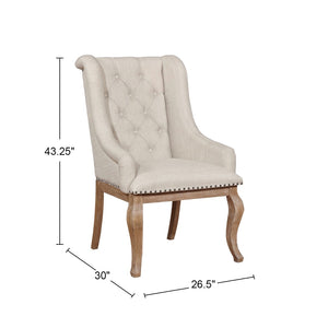 English Elm Set Of 2 Elegant Cream Upholstered Arm Chairs With Tufted Backs & Nailhead Trim For Stylish Comfort B016P225442-GIGA