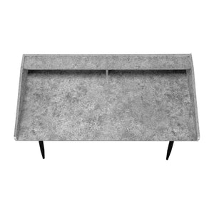English Elm Computer Desk - Modern Grey Stone Laminate With Black Metal Frame, Stylish Home Office Workspace B2710P219826