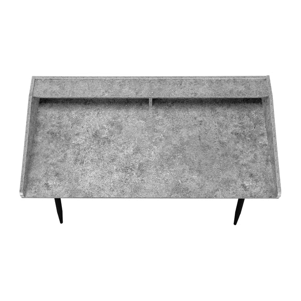English Elm Computer Desk - Modern Grey Stone Laminate With Black Metal Frame, Stylish Home Office Workspace B2710P219826
