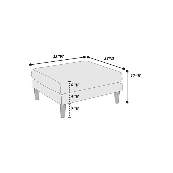 English Elm Beautiful Blush Ottoman Morgan Suede-Look Upholstered Pouf with Plush Cushion and Wood Legs for Living Room Grayish 33 L x 27 W x 11 H B011P281450