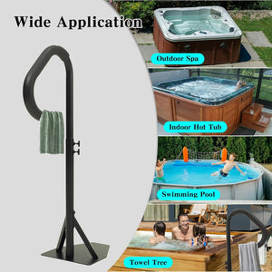 English Elm Hot Tub Aluminum Safety Rail with Swivel Grip Adjustable Height and 600 Lb Support W1859P429198