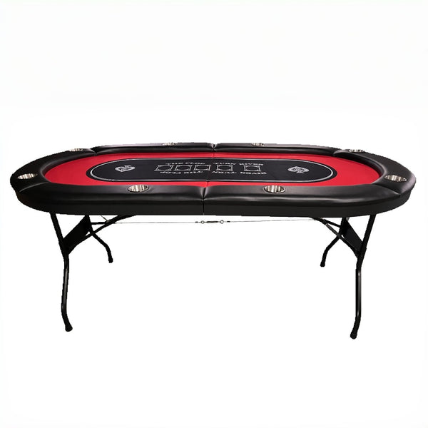 English Elm Ino Design Foldable Oval Poker Table Eight Player Felt Surface with Padded Rails Red W2748P433944