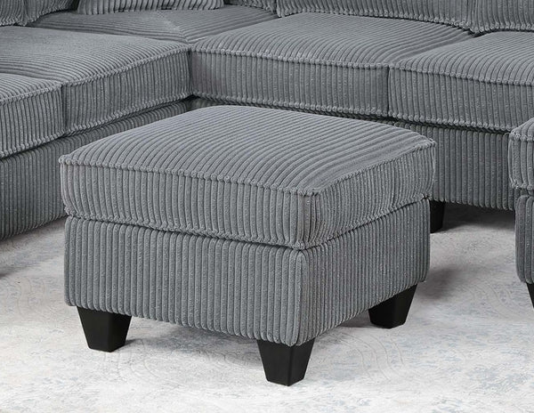English Elm Dark Corduroy U-shaped Sectional Set with Usb Charging Ottoman and Plush Cushions Fog B011S02190