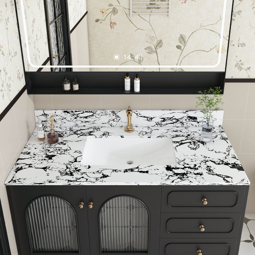 English Elm 43"X22" Bathroom Vanity Top With Undermount Sink & Backsplash In Panda White - Durable & Stylish! W509P362107