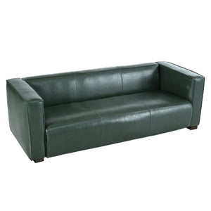 English Elm Christopher Knight Home® - 3 Seater Sofa Green PU Upholstered Tuxedo Design with Birch Wood Legs — Contemporary Comfort, 66.25"L N770P271853G